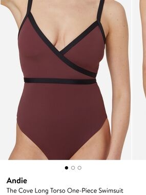 Andie One-Piece Swimsuit in Cacao with Black Trim